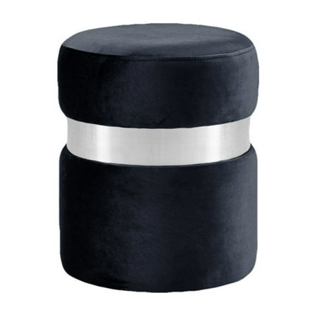 Ottoman Dark Bronze Plush - Meridian Furniture Inc Hailey Round Upholstered Ottoman/Stool