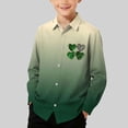 thumbnail image 2 of HAiming Boys St. Patrick's Day Shirts Kids Long Sleeve Button down Lapel Collar Shamrock Shirts for Holiday, 2 of 7