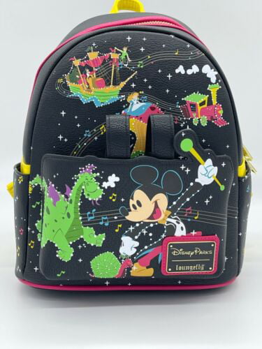 Loungefly - Disney Parks - Main Street Electrical Parade Mickey, Elliot, Peter Pan & Captain Hook Glow in the Dark - Mini Backpack