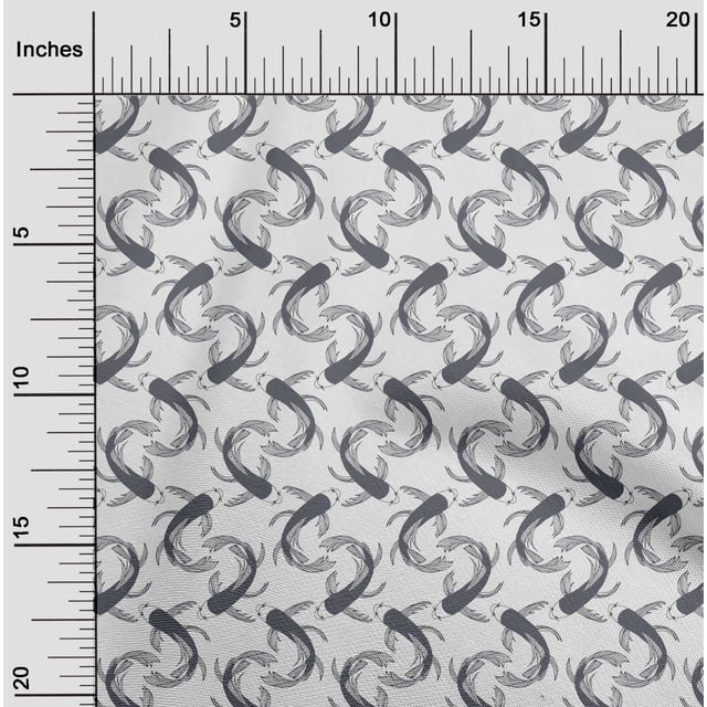 oneOone Cotton Flex Gray Fabric Koi Fish Ocean Sewing Craft Projects Fabric Prints By Yard 40 Inch Wide