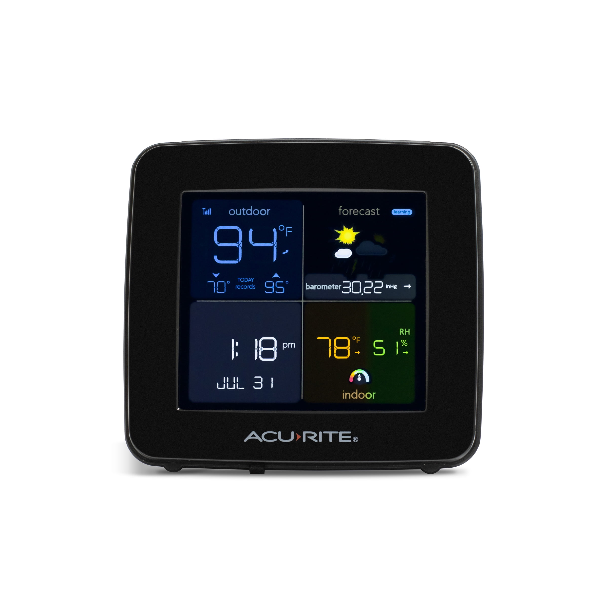 AcuRite Color Weather Station with Hyperlocal Forecast, Indoor/Outdoor Temperature, Indoor Humidity, Date, Time, Custom Alarms, and Barometer (00513)