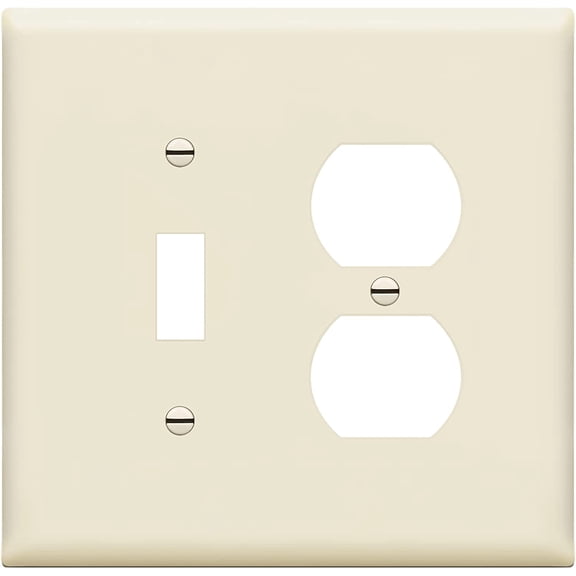 ENERLITES Combination Toggle Light Switch/Duplex Receptacle Outlet Wall Plate Cover, Midsize 2-Gang, Polycarbonate Thermoplastic, UL Listed, 881121M-LA, Light Almond