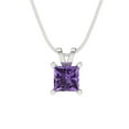 thumbnail image 2 of 0.5 ct Brilliant Princess Cut Solitaire Alexandrite 18K White Solid Gold Everyday Affordable Designer Necklace Pendant with 18" Chain, 2 of 7