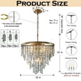 thumbnail image 3 of 6-Light Luxury Water Ripple Glass Chandelier Pendant Light Modern Brass Frame Lighting Fixture for Dining Room Living Room and Kitchen Island, 3 of 8