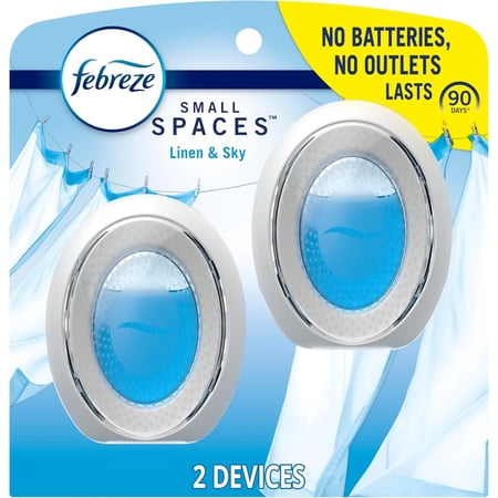 Febreze Bathroom Air Freshener, Odor-Fighting, Plug In Alternative, Air Fresheners for Home and Bathroom and Kitchen, Closet Air Fresheners, Linen & Sky Scent, 2 Count