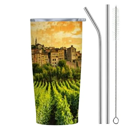 

Patifu Plants 20oz Car Tumbler with Straw 304 Stainless Steel Easy to Use Environmental Protection Health 3-Piece Set 20oz