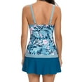 thumbnail image 6 of Jewelreauty Women Bathing Suits 2 Piece Swimsuits Floral Print Strap Tankini Tops with Swimwear Skirts Summer (S, Blue), 6 of 6