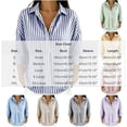 thumbnail image 3 of Qgtaibl Womens Striped Tunic Tops Trendy 3/4 Length Sleeve Lapel Half Button Down Shirts Lightweight Loose Fit Casual Blouse Light Blue S, 3 of 7
