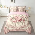 thumbnail image 2 of Manfei Girls Pink Rose Twin Bedding Sets 7-Piece, Anniversary Flower Floral Bedding Comforter Set, Western Bohemian Mandala Reversible Sheet Sets, Ultra Soft Home Decor, 2 of 7