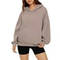 thumbnail image 5 of Womens Sweatshirt Women's Solid Color Sweatshirt Women's Casual Hoodie Basic Pullover Sweatshirt Soft Comfortable Long Sleeve Hooded Top For Everyday Wear All Season, 5 of 7