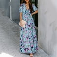 thumbnail image 1 of SMihono Robes d'Été Bohémiennes pour Femmes Grande Taille Mode d'Été Col en V Manches Courtes Imprimé Robe Décontractée, 1 of 9