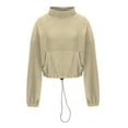 thumbnail image 6 of qolati 2024 Fall Sweatshirts for Women Shaker Cozy Long Sleeve Cropped Pullover Sweater Casual Stand Collar Fuzzy Fleece Blouse Tops with Pockets, 6 of 7