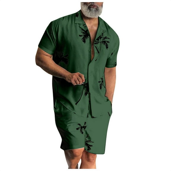 Summer Stamzod Men's Hawaiian Matching Set Print Beach 2 Piece Outfits Short Sleeve Shirts and Shorts Men Causal Fashion Clothes Sets