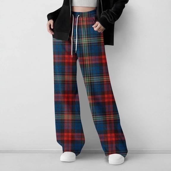 ATOGUTA Junior Girls Pants Boys Soft Plaid Long Pj Pants Kids Cute Elastic Waist Drawstring SLeep Bottoms with Pockets Size 5T-15, Navy