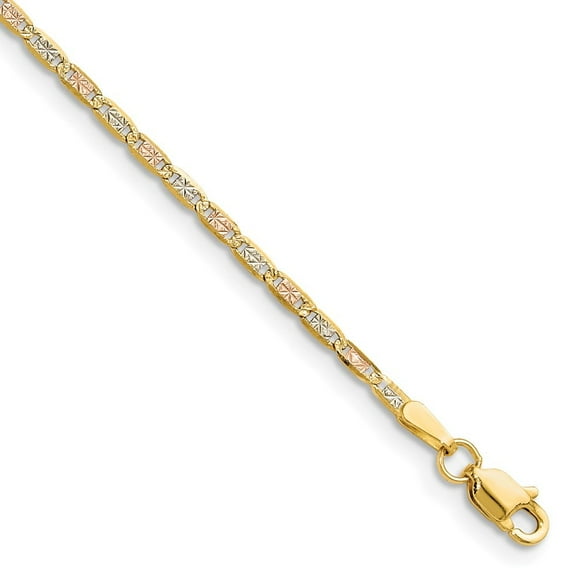 14k 2.0mm Tri-color Gold Pav‚ Valentino Chain