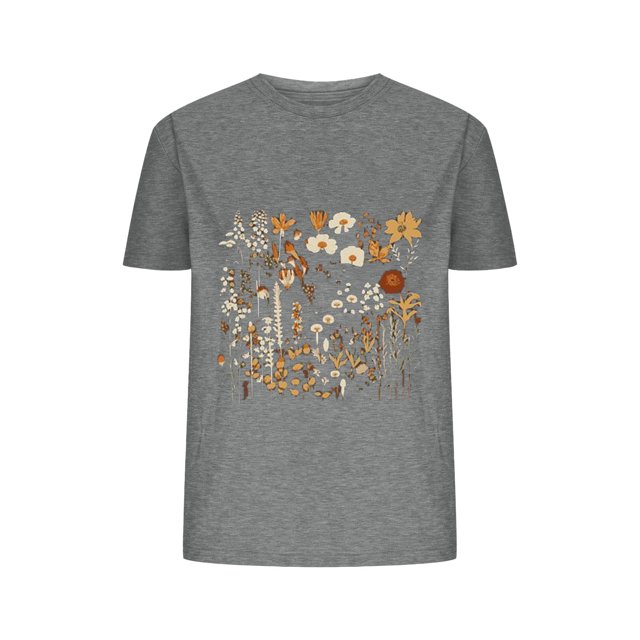 Blusas de Verano de las Mujeres Flor Impresa Cuello Redondo Manga Corta Superior, Verano Superior de las Mujeres