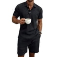 thumbnail image 2 of Men 2 Piece Outfits Casual Top and Pants Sets Black S, 2 of 10