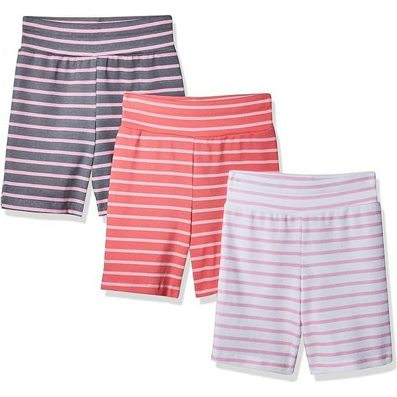 Hanes, Ultimate Flexy Knit Toddler and Baby Shorts, 3-Pack, Pink Stripe, 12-18 Months