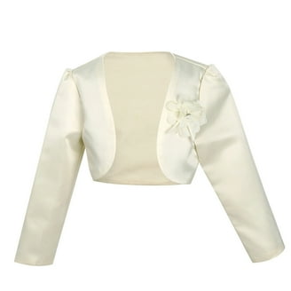 renvena Kids Flower Girls Stain Long Sleeves Bolero Shrug Jacket Wedding  Party Princess Dress Cover Up - Walmart.com