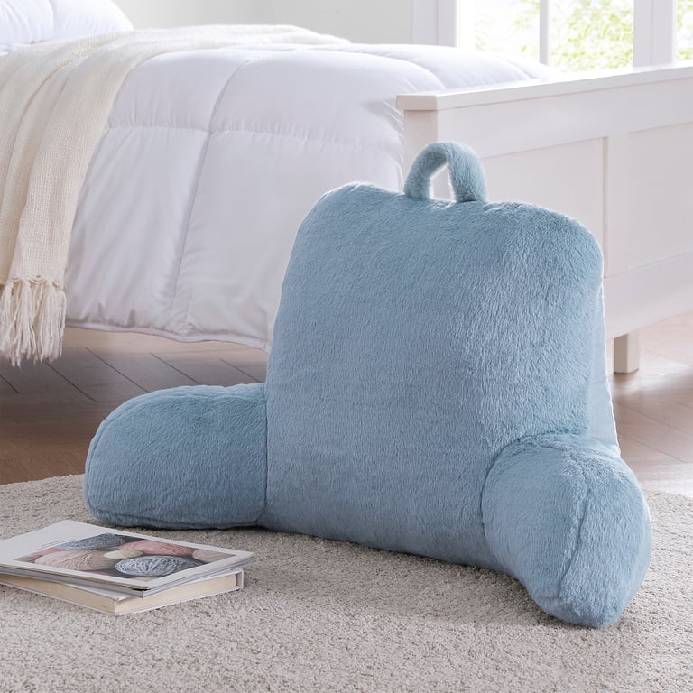 Mainstays Faux Fur Plush Backrest Pillow, Specialty Size, Blue