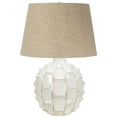 thumbnail image 3 of Possini Euro Design Mid-Century Modern Table Lamp with USB Charging Port 26.5" High White Ceramic Brown Linen Drum Shade Living Room Bedroom, 3 of 10