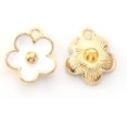 thumbnail image 2 of 10pc Light Gold Plated Alloy Enamel Light Gold Pendants Flower White 13x11.5x3mm Hole: 1.6mm, 2 of 2