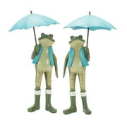 Maykoosh Garden Frog With Umbrella And Rainboot Accent (Set Of 2)