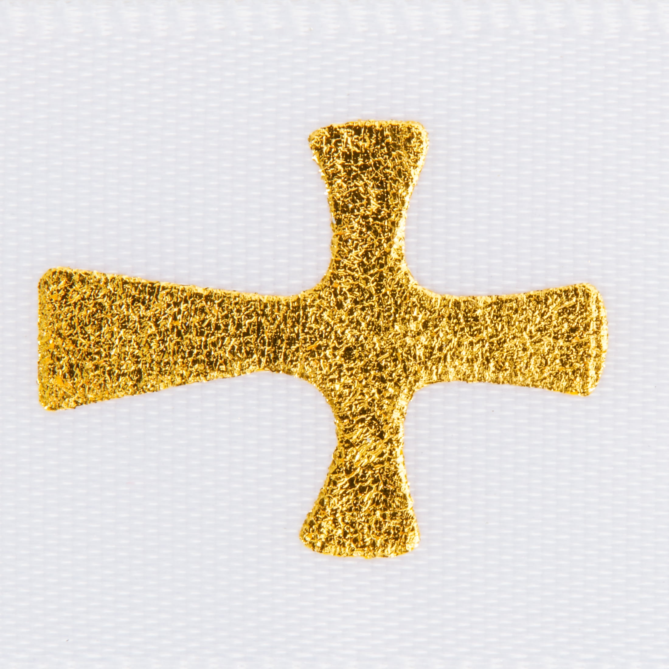 Offray Ribbon, White with Gold Cross 7/8 inch Polyester Ribbon,, 9 feet