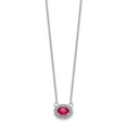 thumbnail image 2 of Diamond2Deal Collier Rubis en Or Blanc 14K 6x4 mm pour Femmes 18 Pouces, 2 of 5