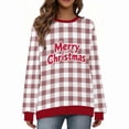 thumbnail image 7 of Womens Christmas Plaid Sweatshirts Long Sleeve Ugly Xmas Pullover Sweatshirt Crewneck Letter Graphic Tops, XL Coffee, 7 of 7