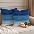 thumbnail image 2 of Navy Blue Ombre Outdoor Waterproof Pillow Covers, Modern Abstract Art Blue White Striped Decorative Square Throw Pillowcase Sofa Cushion Sham for Patio/Couch/Chair, 26"x26" 2 Pack, 2 of 8