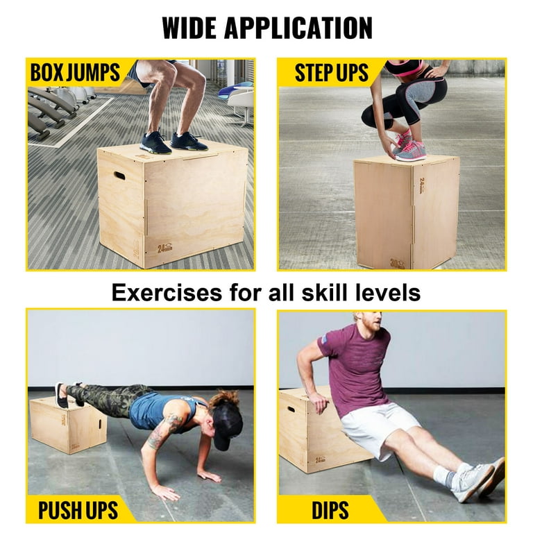 BENTISM 30x20x24 Wood Plyo Box 441LB Capacity Exercise Box Plyometric Jump Box with Internal Cross Bracing Plyo Box Walmart