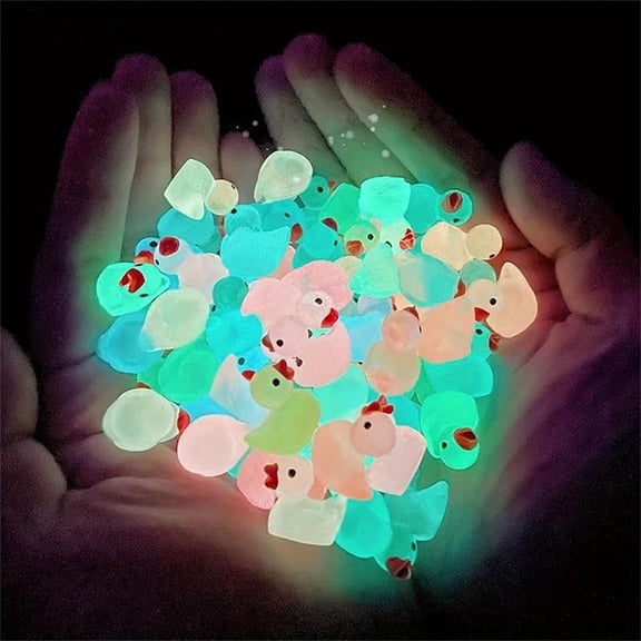 Tiny Ducks,Garden Supplies,50PCS Luminous Mini Resin Ducks Tiny Glow in The Dark Duck Micro Garden Landscape Potted Plants Decoration Aquarium Dollhouse Ornament(50PCS)