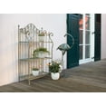thumbnail image 2 of Westcharm 41 inch Tall Pre-Assembled Folding Metal Shelf | Plant Stand | Shelving Unit | Bookcase | Outdoor Baker's Rack with Scrolling Heart & Peacock Tail Motif - Verdigris Green, 2 of 8