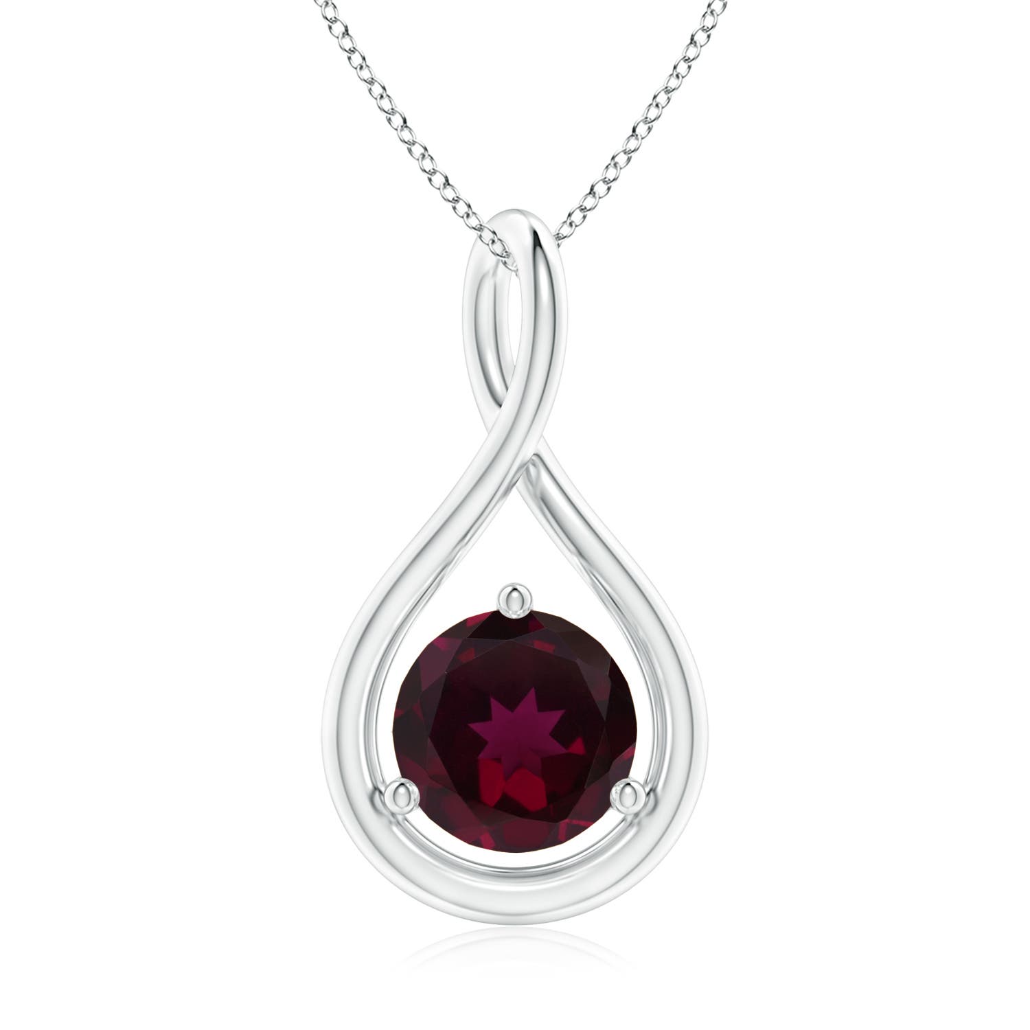 Angara Natural Rhodolite Garnet Infinity Pendant Necklace for