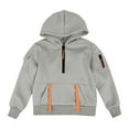 thumbnail image 6 of NAISIBABY Boys Fleece Hoodies with Half-Zipper, Pullover Multi-Pockets Long Sleeve Kids Fashion Hooded Sweatshirt Gray 5T, 6 of 8