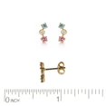 thumbnail image 2 of 18K Solid Yellow Gold Pink Blue and White  Zircon Crawler Post earrings 0.35 x 0.16 inch, 2 of 3