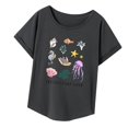 thumbnail image 4 of Tops de manga corta para mujer, camisetas suaves de dibujos animados, novedad, camisetas con cuello redondo, camisetas para escalar, mochilero, caminar, fiesta, calle gris oscuro, 4 of 8