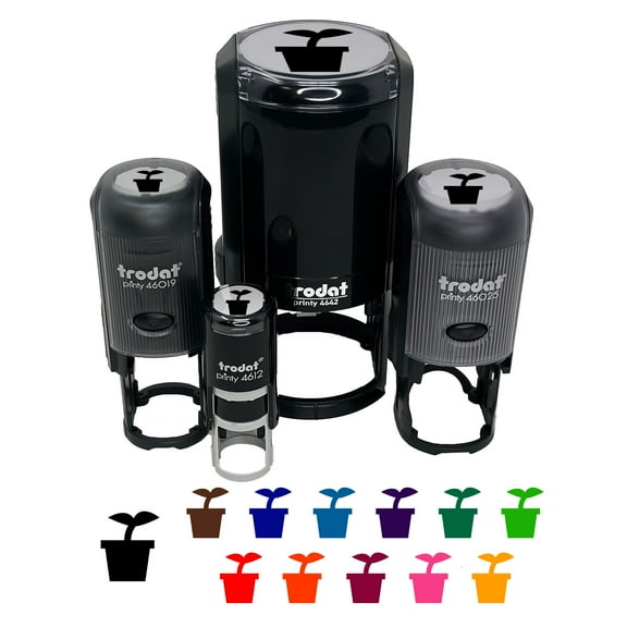 Plant Sprout Gardening Solid Self-Inking Rubber Stamp Ink Stamper - Black Ink - Mini 1/2 Inch