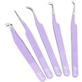 thumbnail image 1 of SIVOTE Pinces à Cils en Fibre pour Extensions de Cils, Lot de 5, Violet – Diamond Grip, 1 of 6