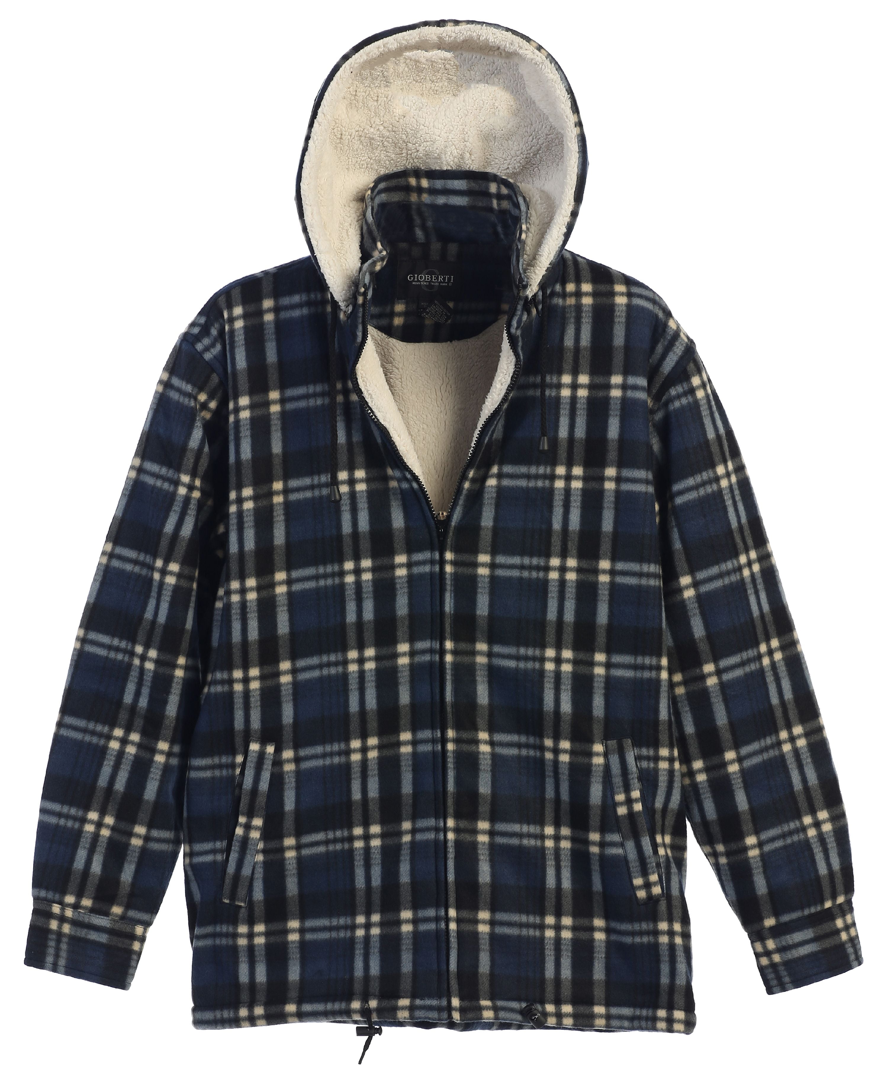 fleece lined flannel jacket with hood