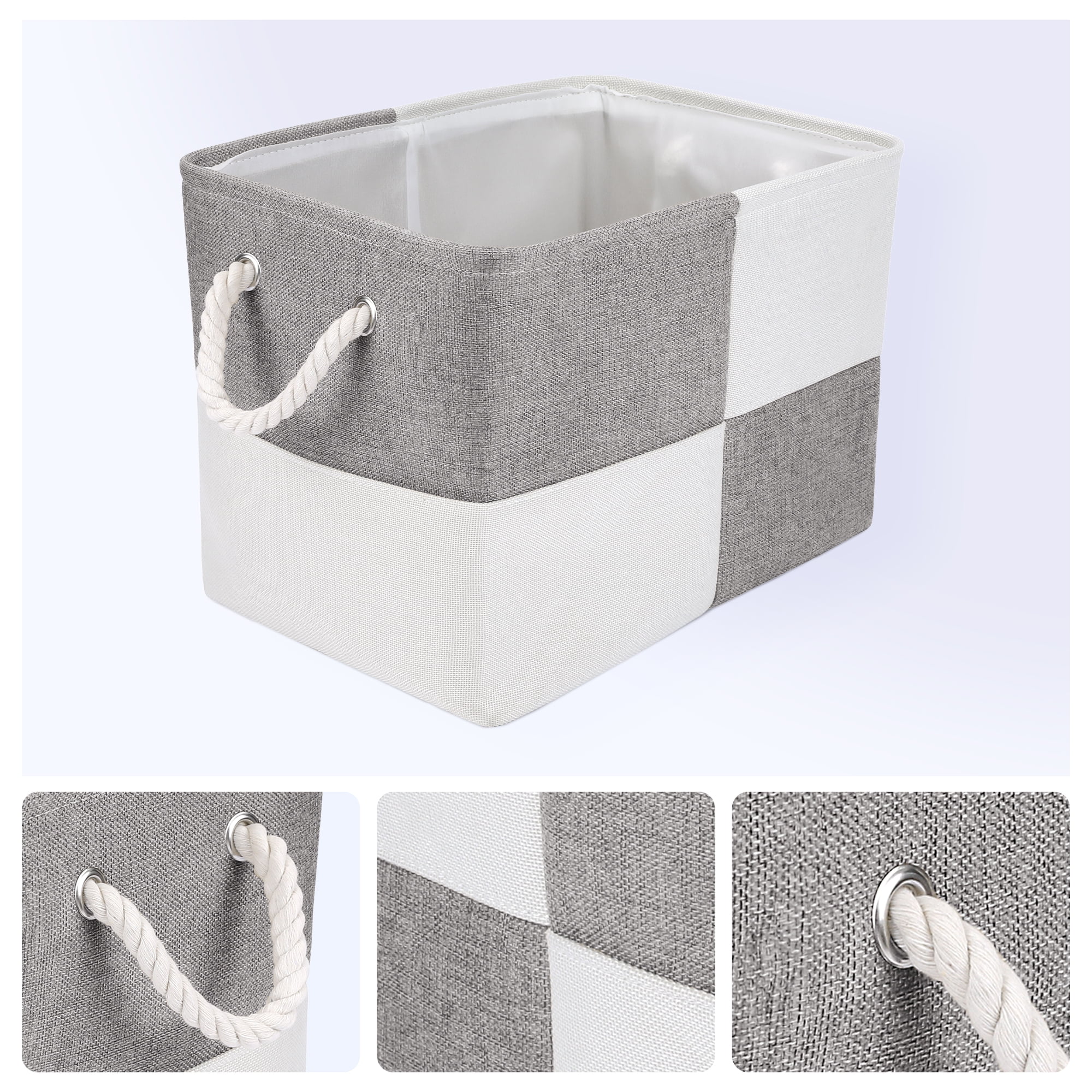 Unique Bargains Cotton Storage Bin with Handles Gray 15.7*11.8*11.8in
