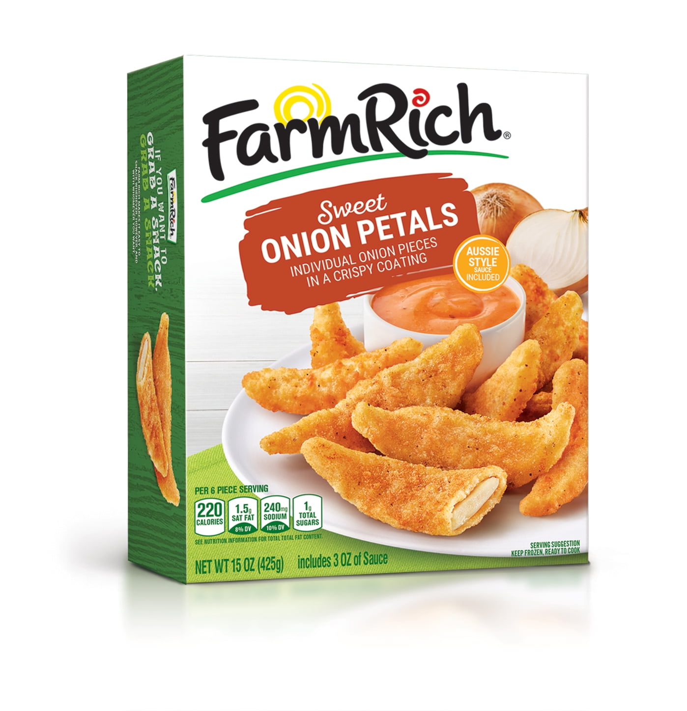 Farm Rich Sweet Onion Petals with Aussie Dipping Sauce, 15 oz (Frozen Snacks and Appetizers)