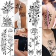thumbnail image 2 of Pegatinas de tatuajes temporales de flor de Rosa, tatuajes de flor para cuerpo, pierna, brazos, cuello, espalda, piel de flor extraíble, 2 of 4