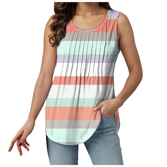 TTUHYWXI Womens Tops Beach Vacation Sleeveless Shirts Flowy Tanks (Mint Green, 5XL)