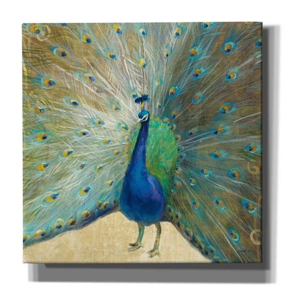 Epic Graffiti "Blue Peacock" by Danhui Nai, Giclee Canvas Wall Art - 18" x 18"