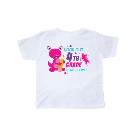 

Inktastic Look out 4th Grade Here I Come with Cute Pink Monster Gift Toddler Boy or Toddler Girl T-Shirt