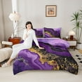 thumbnail image 4 of jejeloiu Gold Glitter Print Full Size Comforter Sets,Marble Texture Bedding Comforter Set,Modern Fluid Art Bedding Sets For Adults,Luxury Bedroom Decor Reversible,3-Piece, 4 of 8