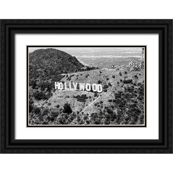 Highsmith, Carol 32x23 Black Ornate Wood Framed with Double Matting Museum Art Print Titled - The Hollywood sign located in Los Angeles, California