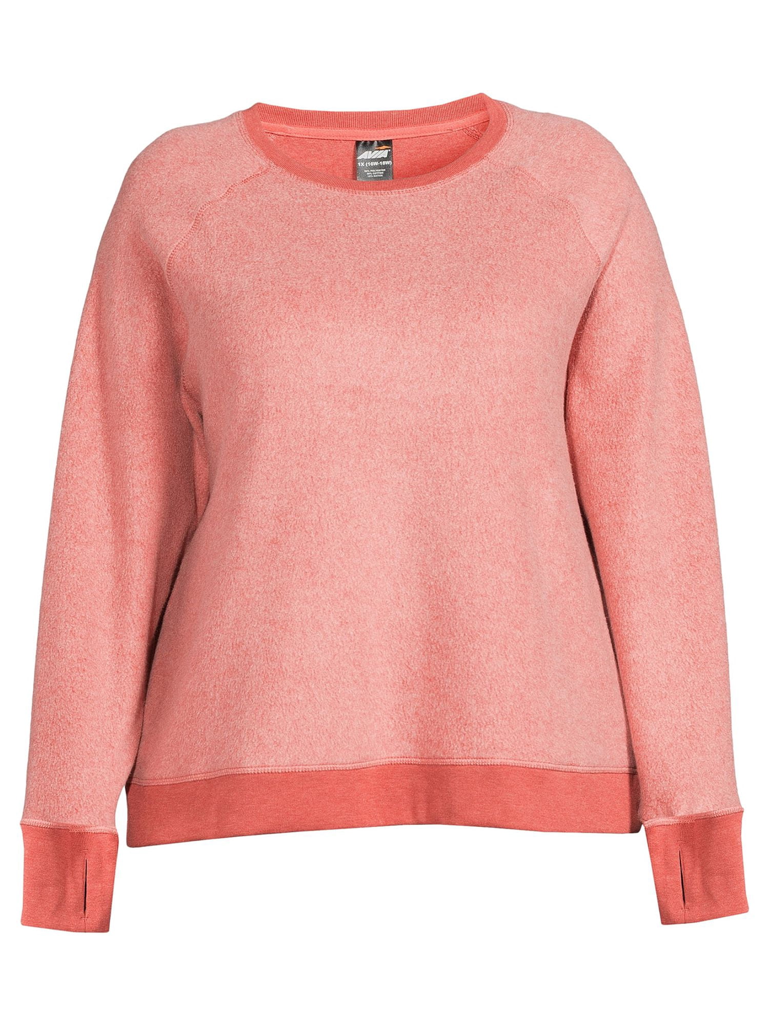 Avia Women's Fleece Pullover Top with Long Sleeves